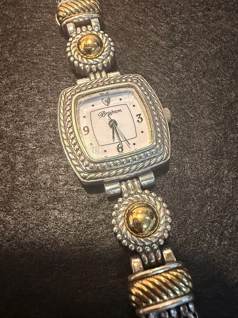 Brighton Silver and Gold Two-Tone Decorative Bracelet Watch